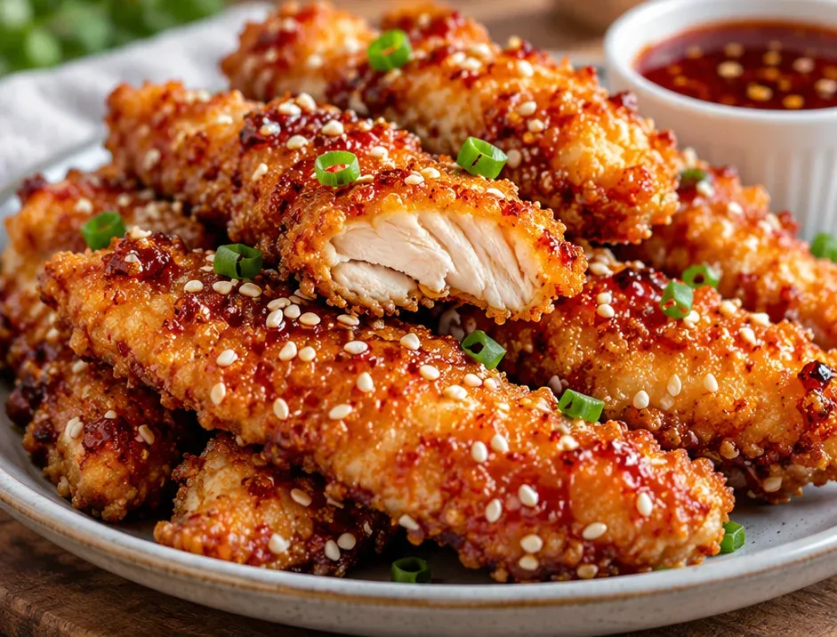 Outra foto de tirinhas de Frango Empanadas Estilo Chinês