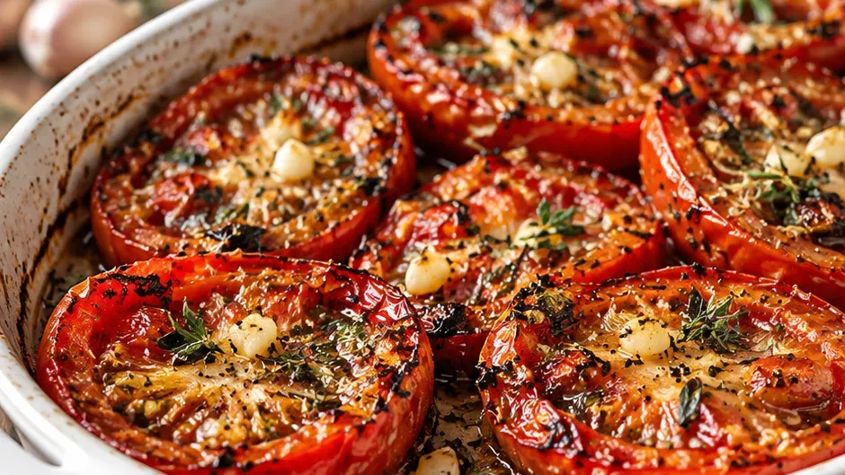 Foto de tomates Assados com Alho e Ervas pronto para servir