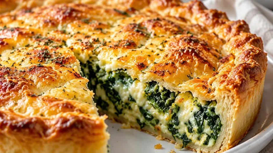 Foto de torta Salgada de Espinafre pronto para servir