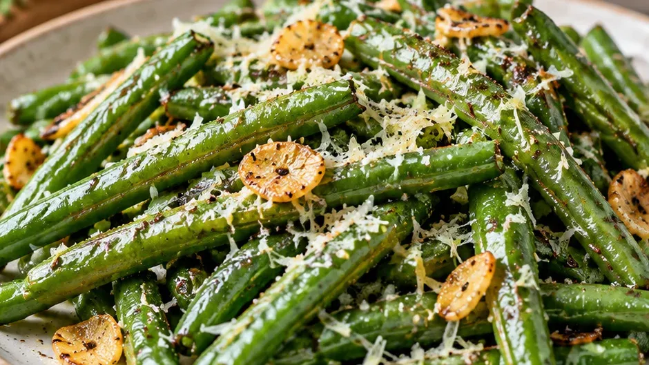Foto de vagem Congelada com Alho e Parmesão pronto para servir