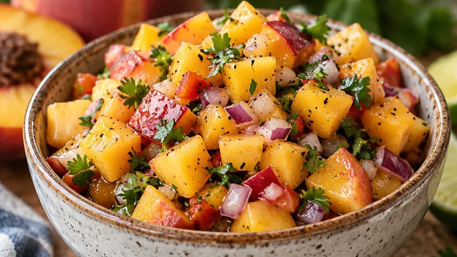 Foto de vinagrete de Pêssego Fresco para Tacos, Nachos e Frango Grelhado pronto para servir